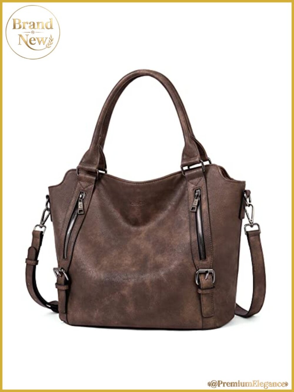 Large Hobo Bag for Women Vegan Leather Multi-Pocket Designer Handbag Purse